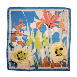 Vince Camuto Graphic Dotty Floral 100% Silk 36" Square Scarf #VC2571